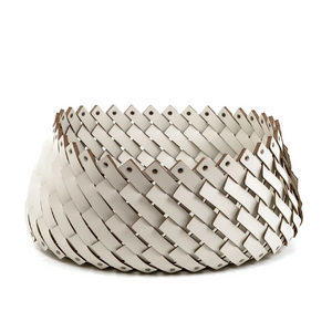   Leather Weave Oval Basket L | Oroa.com