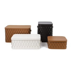   Square Woven Leather Basket L | Oroa.com