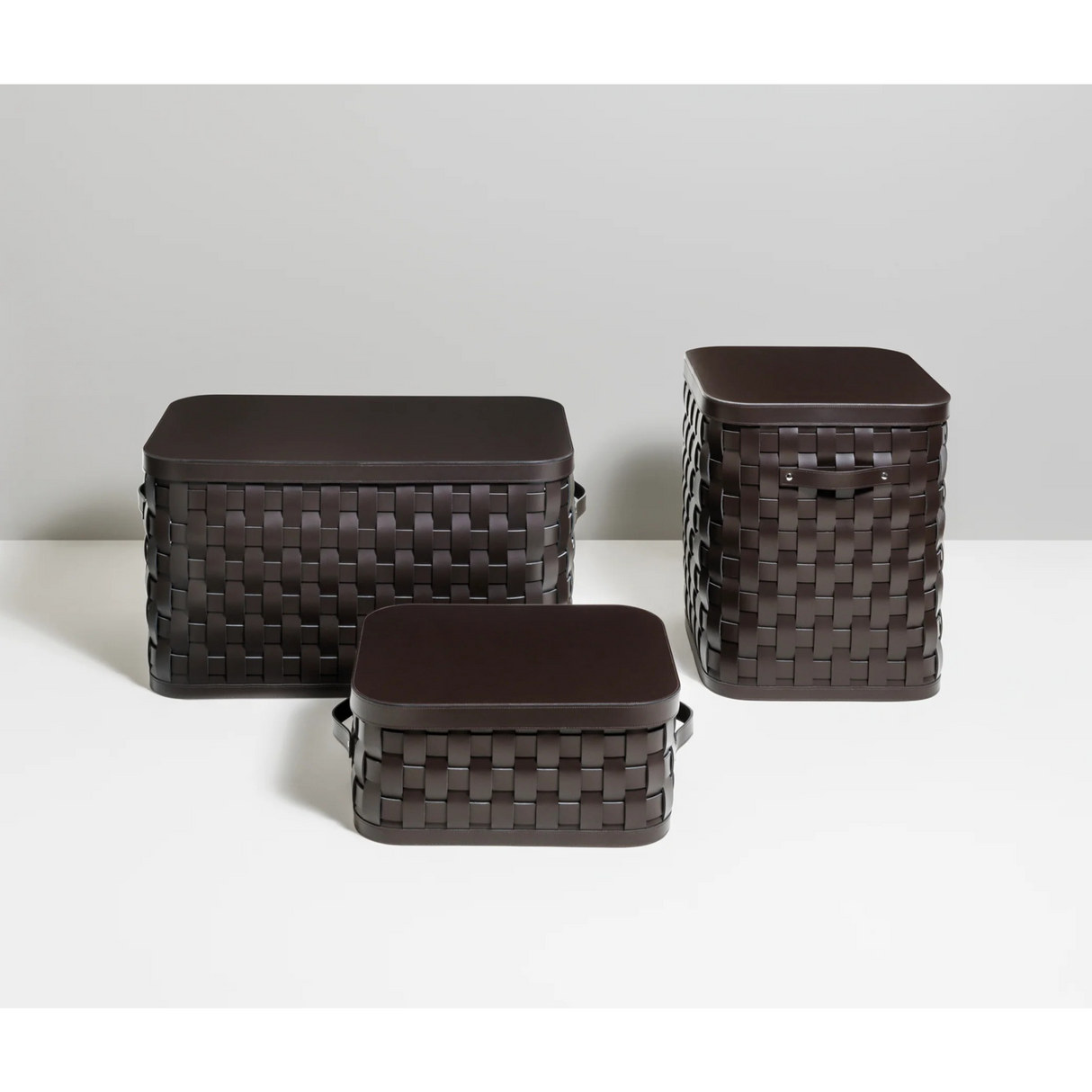   Square Woven Leather Basket L | Oroa.com