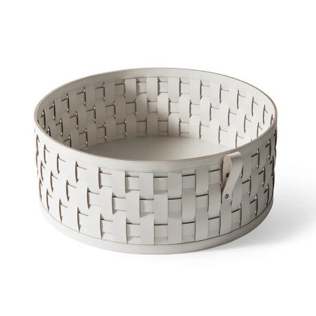   Round Handwoven Leather Basket | Oroa.com