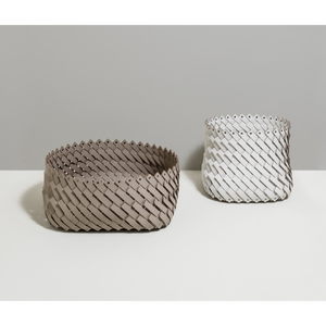   Handwoven Leather Square Basket | Oroa.com