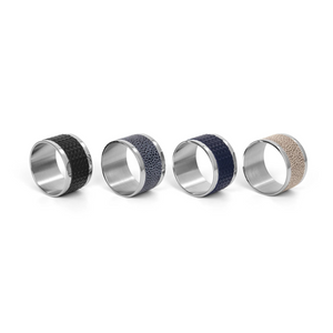   Leather Insert Metal Napkin Ring | Oroa.com