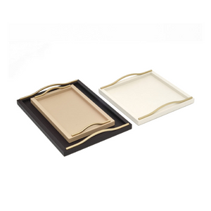   Wavy Handles Leather Tray | Oroa.com
