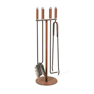   Leather Covered Fireplace Set | Oroa.com