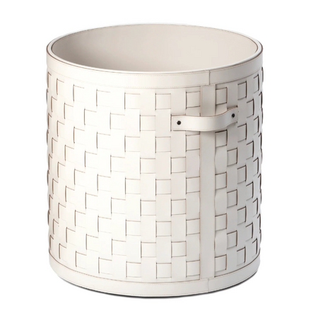   Wheeled Woven Leather Basket | Oroa.com
