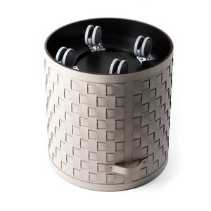   Wheeled Woven Leather Basket | Oroa.com