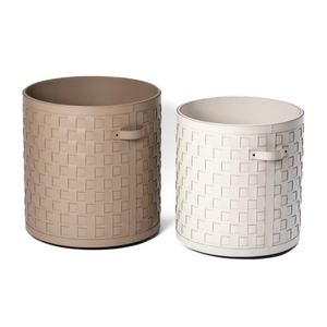   Wheeled Woven Leather Basket | Oroa.com