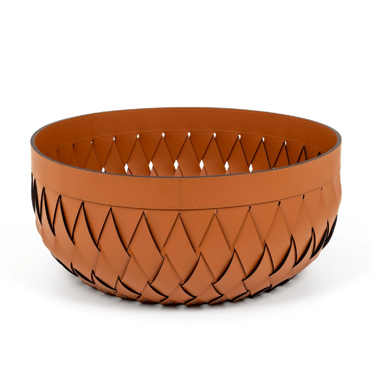   Handwoven Leather Round Basket L | Oroa.com