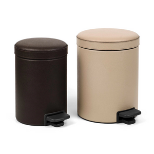   Leather Round Pedal Bin | Oroa.com