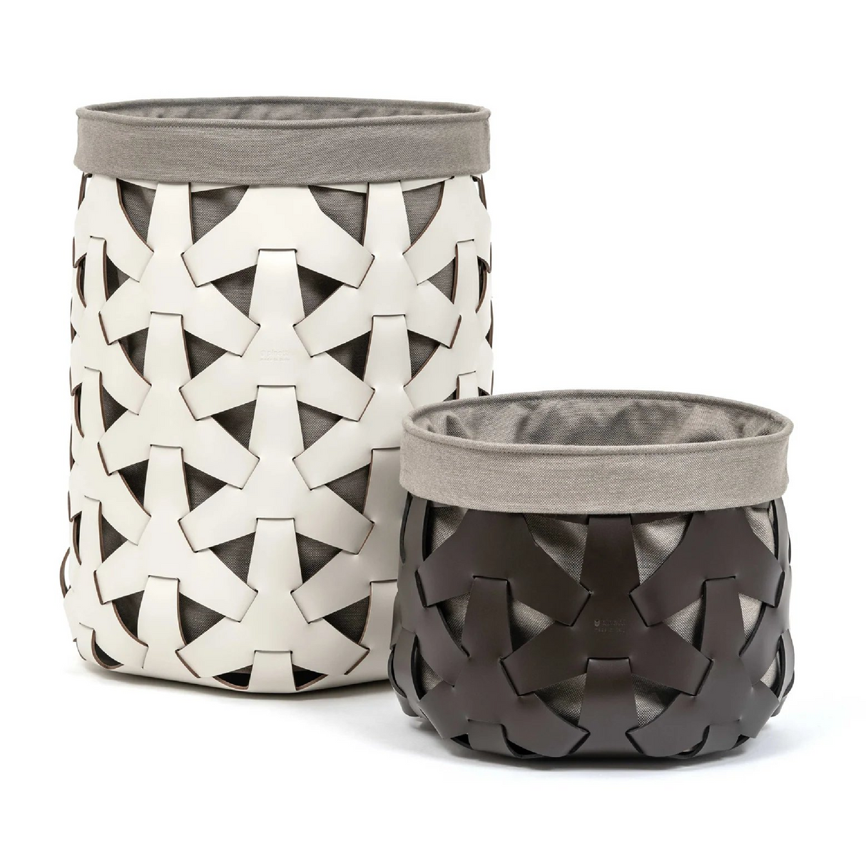   Woven Leather Round Basket S | Oroa.com