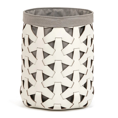   Woven Leather Round Basket | Oroa.com