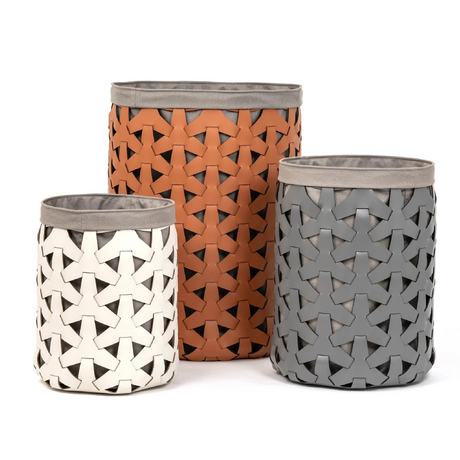   Woven Leather Maxi Round Basket | Oroa.com