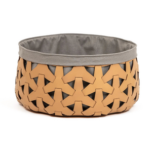   Woven Leather Round Basket L | Oroa.com