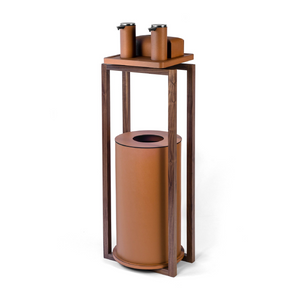   Walnut Framed Leather Sanitizing Stand | Oroa.com