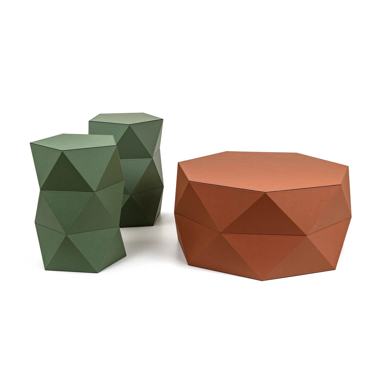   Leather Faceted Accent Stool | Oroa.com