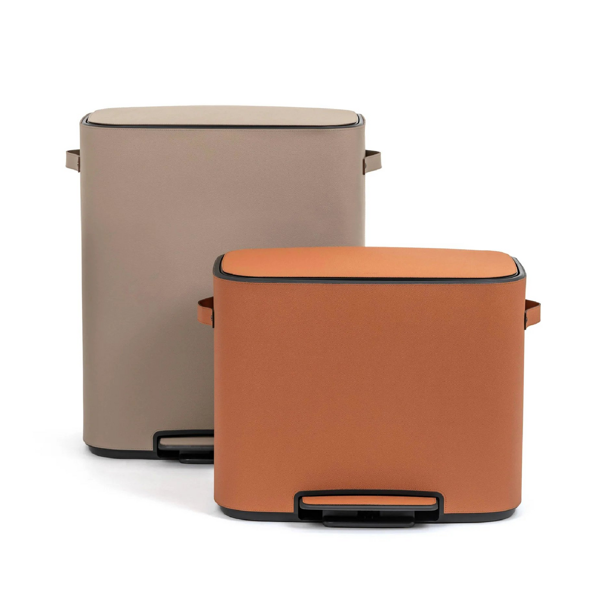   Leather Covered Tall Pedal Bin | Oroa.com