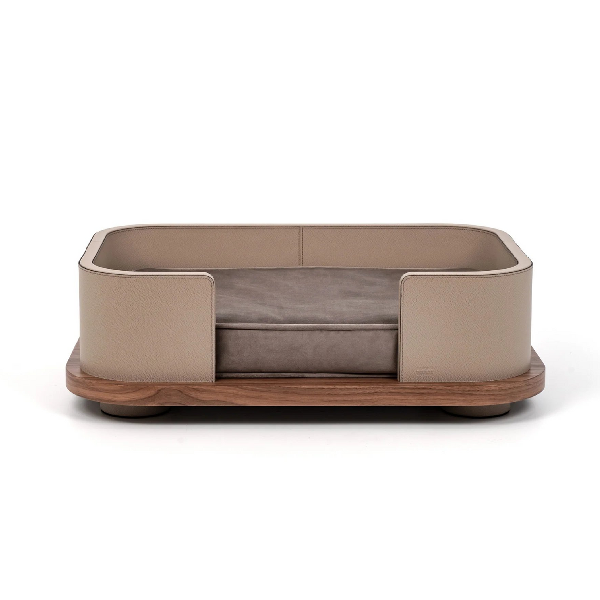   Taupe Leather Cushioned Pet Bed | Oroa.com