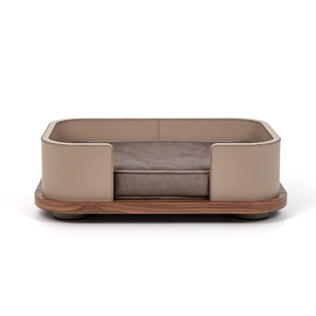   Taupe Leather Cushioned Pet Bed | Oroa.com