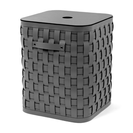   Flat Lidded Leather Square Basket L | Oroa.com