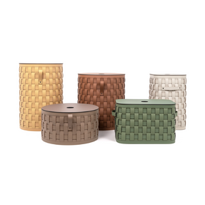   Flat Lidded Leather Tall Basket | Oroa.com