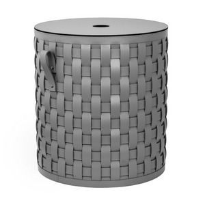   Flat Lidded Leather Round Basket | Oroa.com