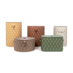   Flat Lidded Leather Round Basket | Oroa.com