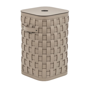   Taupe Leather Lidded Basket S | Oroa.com