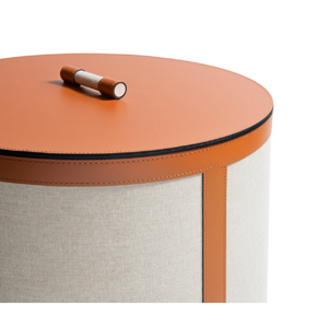   Leather Cylindrical Tall Round Basket | Oroa.com