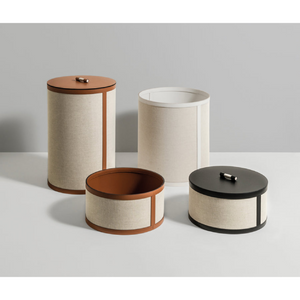   Cotton Finished Leather Round Basket | Oroa.com