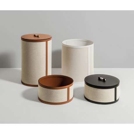   Cotton Finished Leather Round Basket | Oroa.com