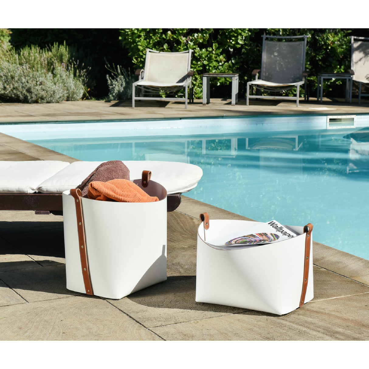   Flared Leather Basket | Oroa.com
