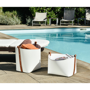   Flared Leather Basket | Oroa.com