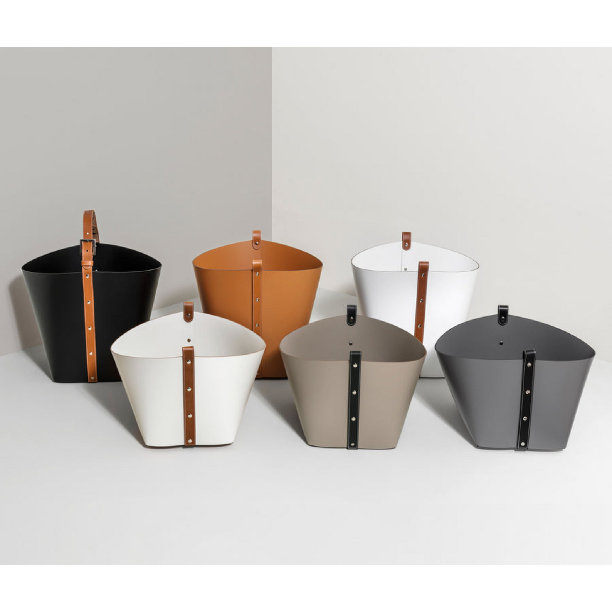   Flared Leather Basket | Oroa.com