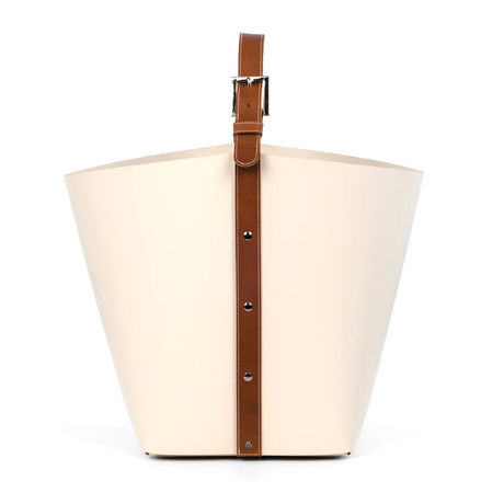   Flared Leather Basket with Handle | Oroa.com