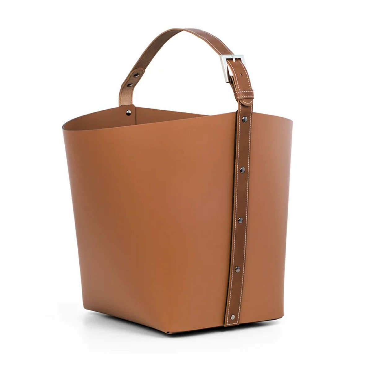   Flared Leather Basket with Handle | Oroa.com
