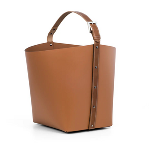   Flared Leather Basket with Handle | Oroa.com