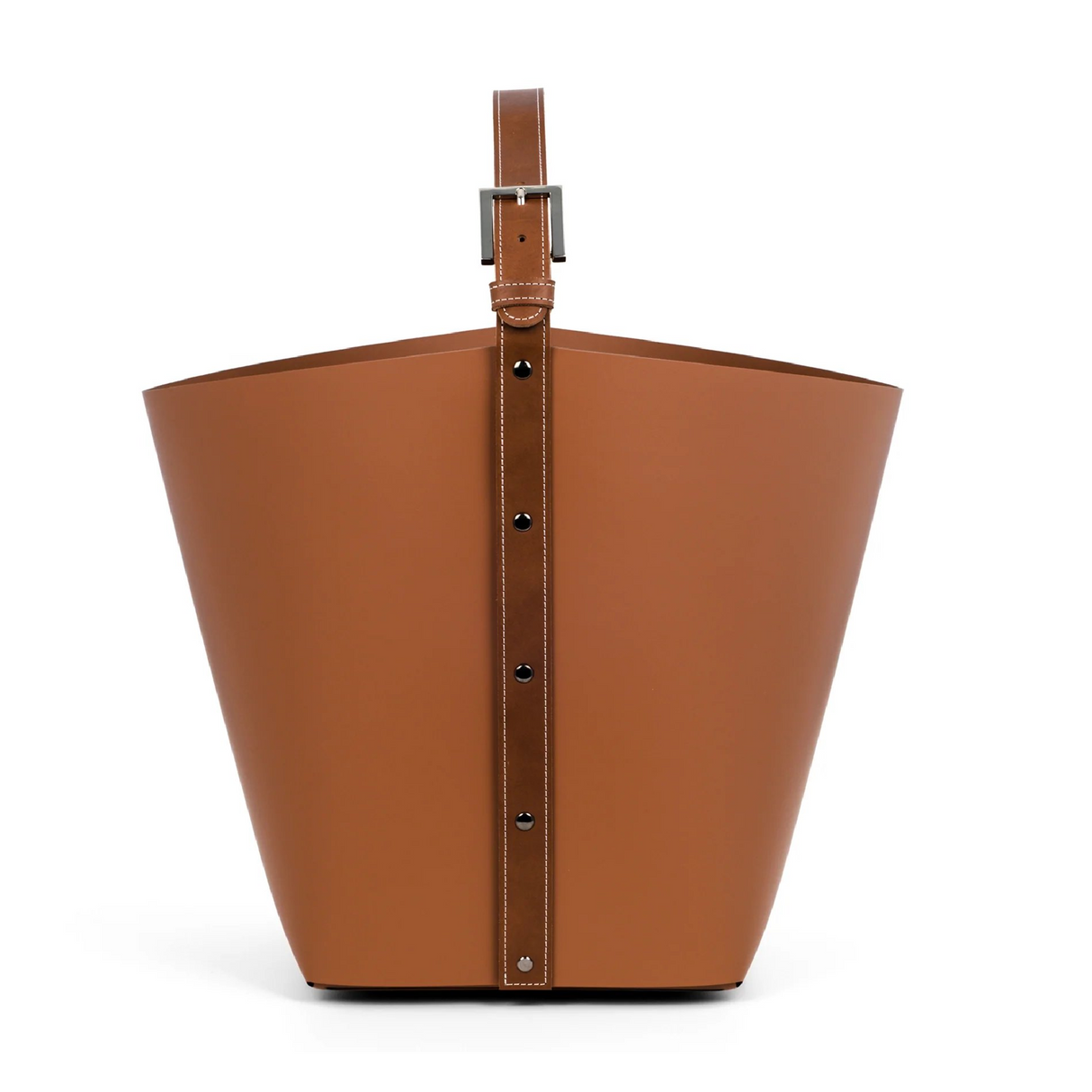   Flared Leather Basket with Handle | Oroa.com