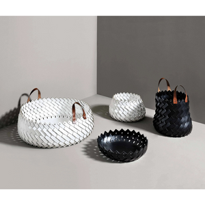   Handwoven Leather Basket | Oroa.com