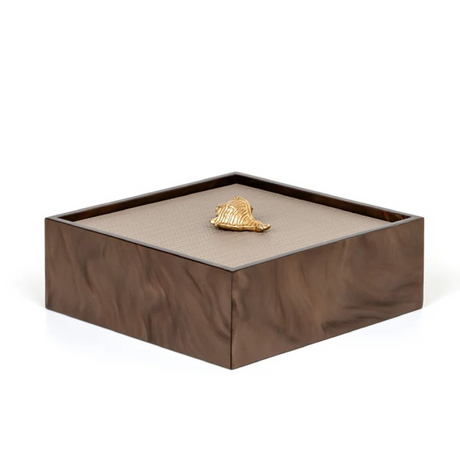   Leather Lidded Square Box L | Oroa.com