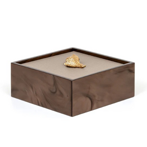   Leather Lidded Square Box L | Oroa.com