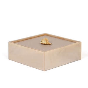   Leather Lidded Square Box S | Oroa.com