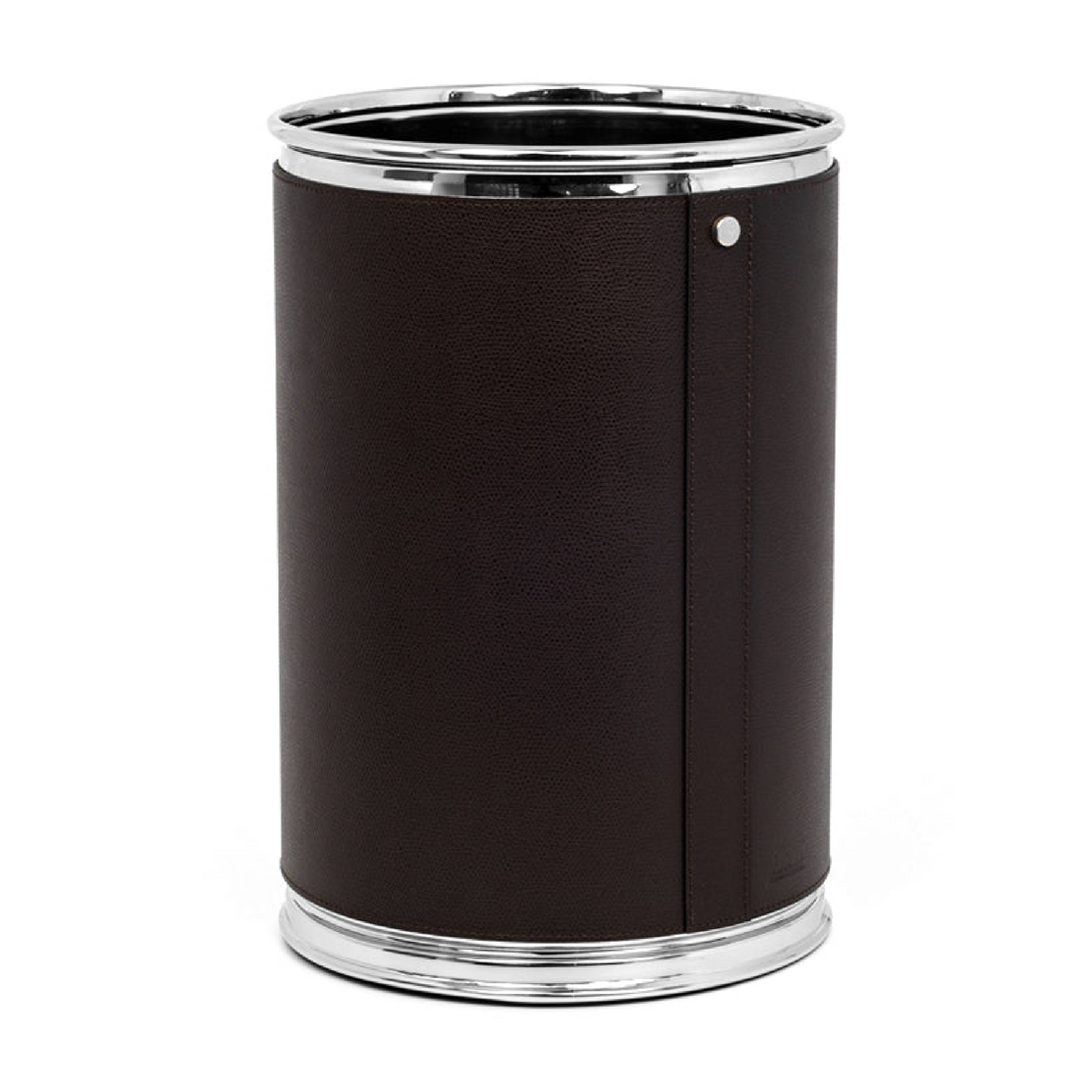   Leather Covered Round Metal Bin | Oroa.com
