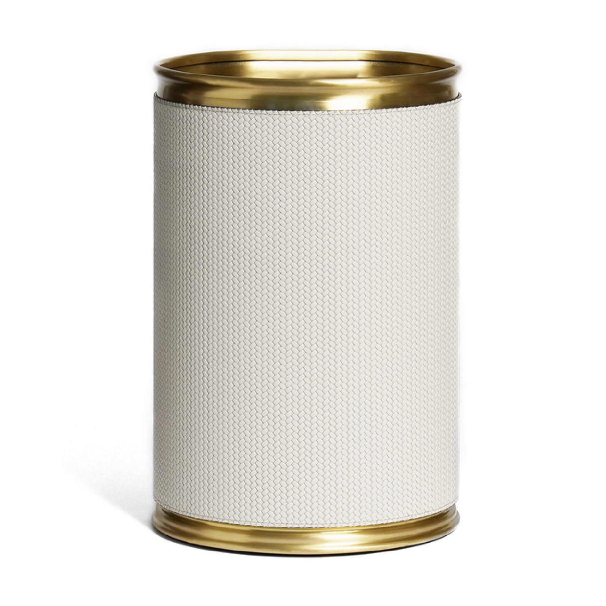   Leather Covered Round Metal Bin | Oroa.com