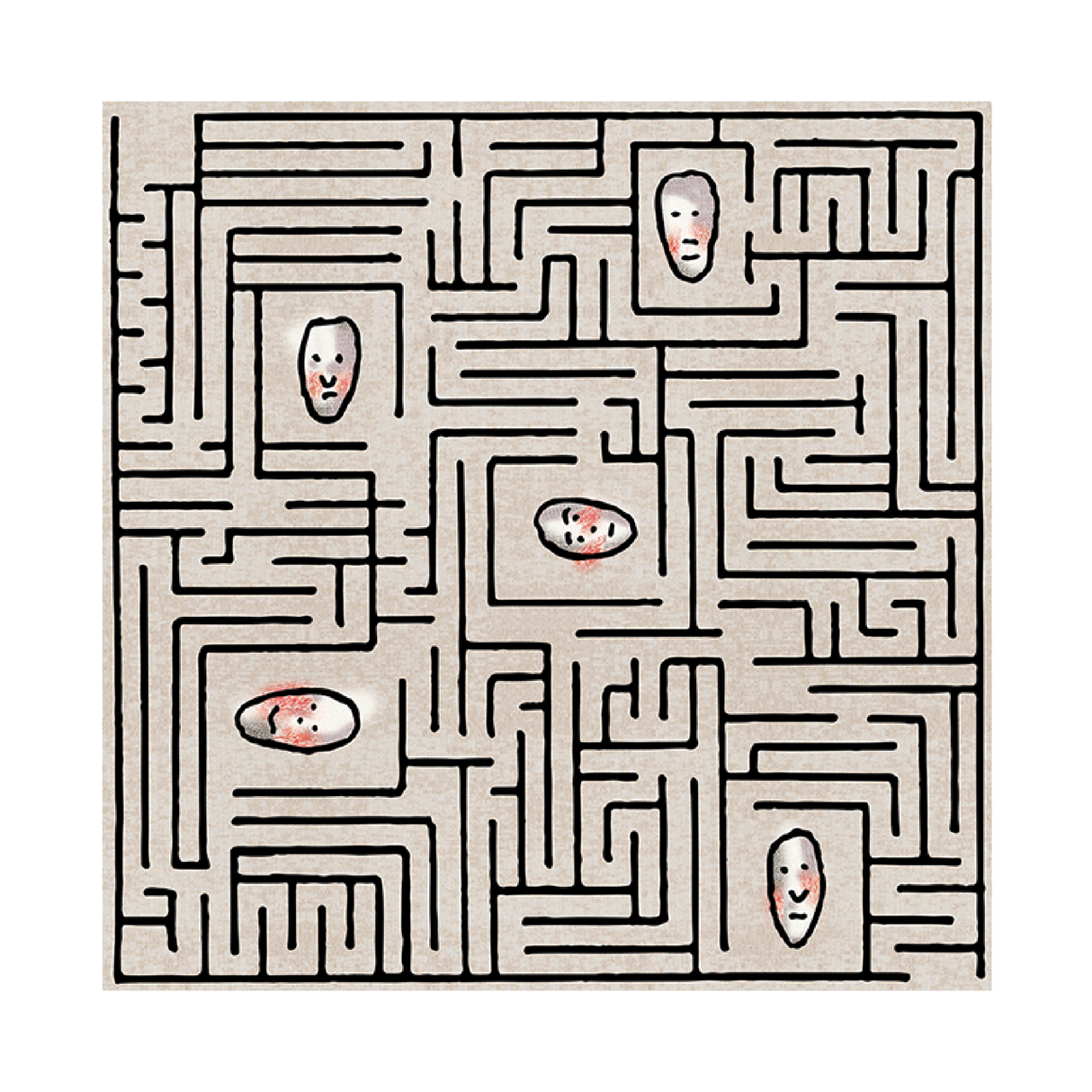   Human Faces Print Carpet 6'7" x 6'7" | Oroa.com