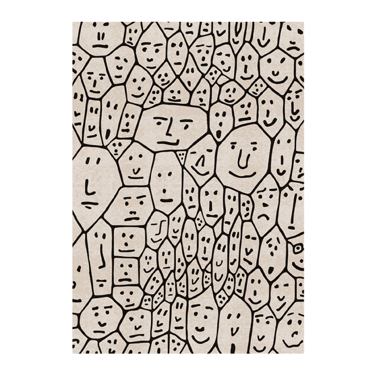   Face Illustration Beige Rug 10' x 6'7" | Oroa.com