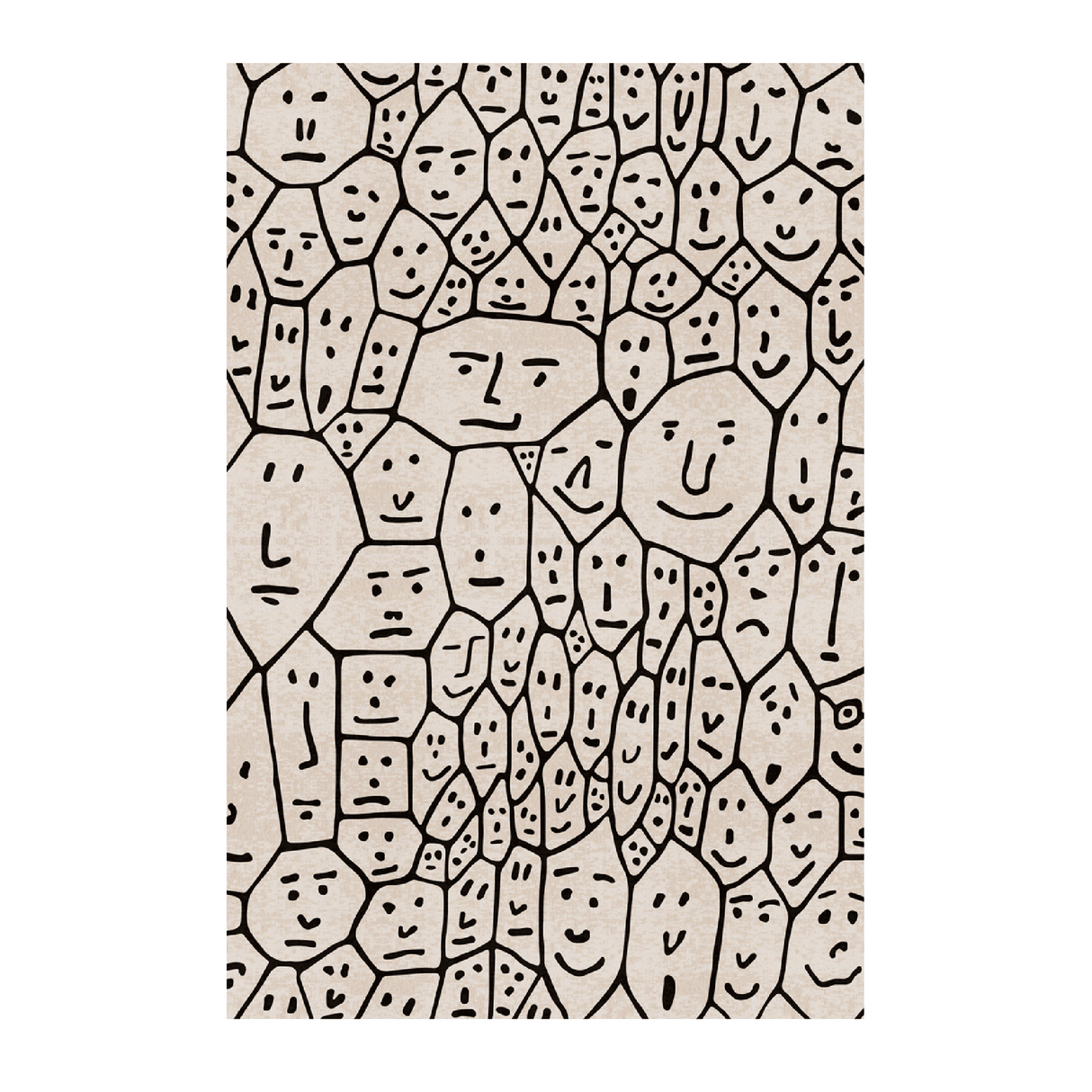  Face Illustration Beige Rug 10' x 6'7" | Oroa.com
