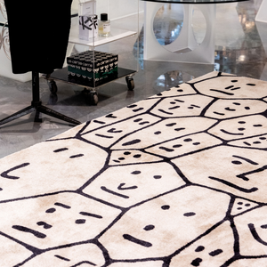   Face Illustration Beige Rug 10' x 6'7" | Oroa.com