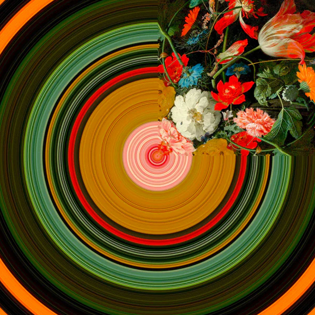   Multicolored Flowers Round Rug | Oroa.com