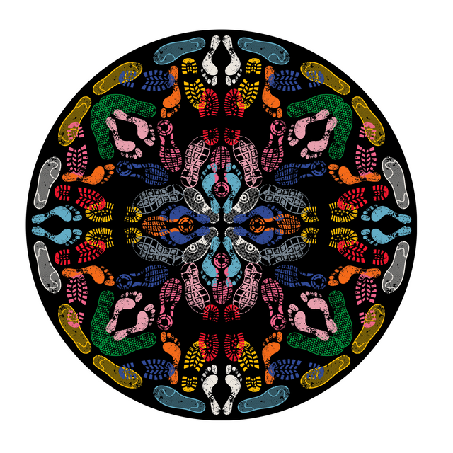 Foot Prints Round Rug | Qeeboo Human Traces | OROA.com