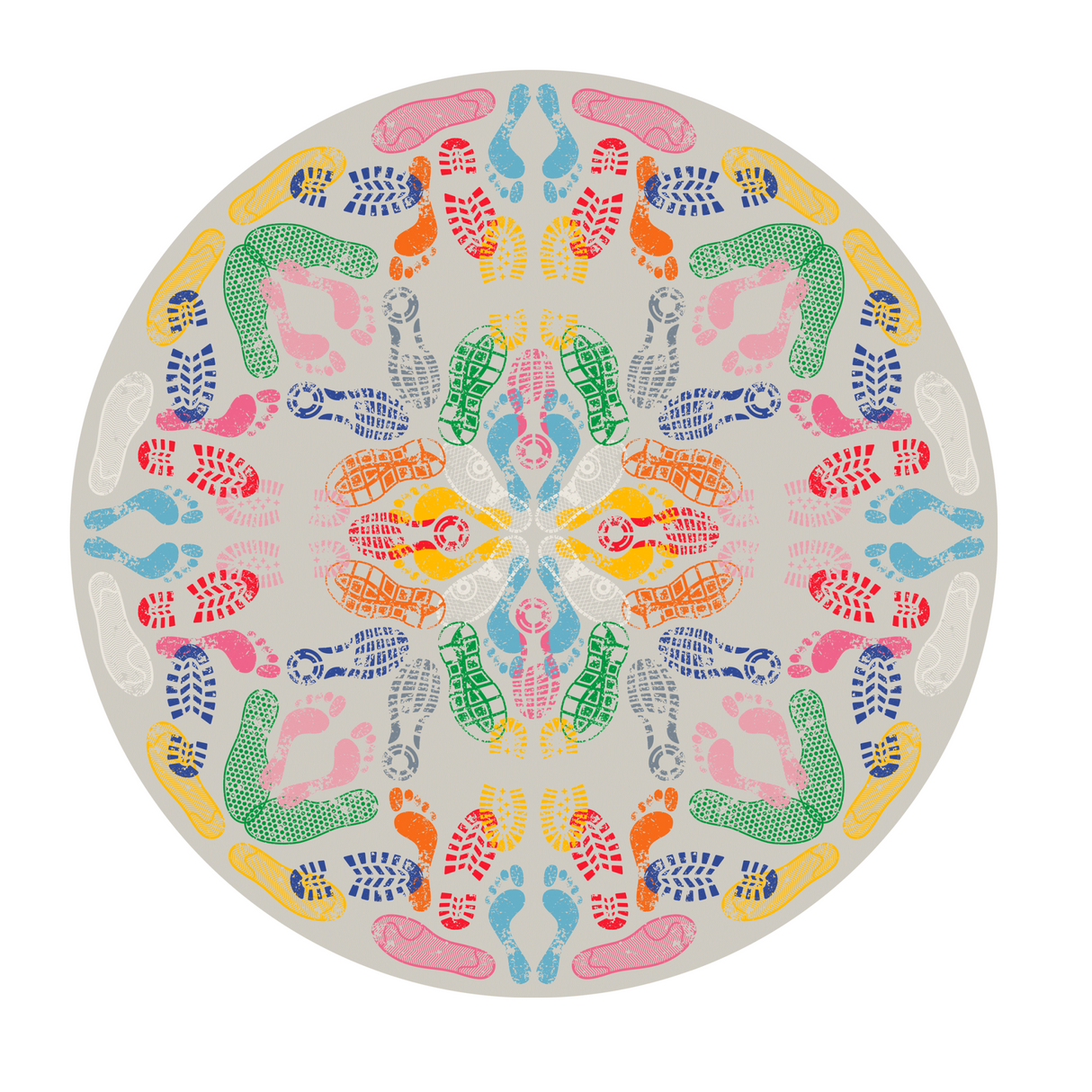   Foot Prints Round Rug | Oroa.com